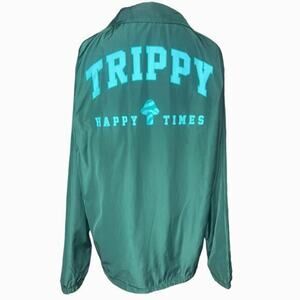 EIGHT EIGHT Trippy Happy Times Green Lined‎ Jacket Size Medium